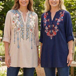 SOLITAIRE tunics bohemian embroidery - ladies XL - 1X (set of 2)